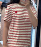 Marc O'Polo/MOP【品牌經(jīng)典系列】圓領(lǐng)條紋刺繡草莓透氣純棉短袖t恤女士高端 紅白條紋A06 XS 160 曬單實(shí)拍圖