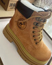 駱駝（CAMEL）大黃靴女時(shí)髦擦色粗跟戶(hù)外工裝馬丁靴 L24W076611 土黃(5孔) 35 曬單實(shí)拍圖