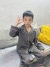 G.DUCKKIDS男童睡衣春秋冬款2025新款中大兒童三層空氣棉家居服套裝大男孩潮 灰色 120 cm 曬單實(shí)拍圖
