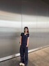 櫻桃刺繡撞色學(xué)院風(fēng)翻領(lǐng)短袖t恤女夏季2025新款修身顯瘦潮流上衣 藏青色 2XL 曬單實(shí)拍圖