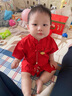 G.DUCKKIDS小黃鴨一周歲禮服男寶寶抓周衣服國風百天百日宴滿月嬰兒衣服夏季 紅色+香囊 66cm 66碼0-3月建議寶寶4-6公斤 曬單實拍圖