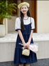 紫洛妮（ZILUONI）少女連衣裙2025夏季新款初高中生大童學(xué)院風(fēng)假吊帶中長(zhǎng)款大碼裙子 藏青色 M 【95-110斤】 曬單實(shí)拍圖