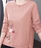 綺敏純棉長(cháng)袖t恤女2025年新款中年媽媽裝寬松打底衫中老年春秋女上衣 粉色枝葉花 3XL 建議128-138斤 曬單實(shí)拍圖