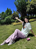 回力沖鋒褲女春秋2025新款休閑時(shí)尚洋氣高級(jí)感傘兵褲紫色多巴胺工裝褲 曬單實(shí)拍圖