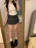 哈魯?shù)侠泵庙n系學(xué)院風(fēng)短袖T恤女2025夏季新款正肩短款顯瘦百搭收腰上衣 白色 M (91-105斤) 曬單實(shí)拍圖