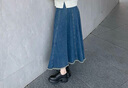 茵曼（INMAN）半身裙女牛仔裙2025春秋女裝新款高腰寬松百搭傘裙長(cháng)裙 淺牛仔藍 M 曬單實(shí)拍圖