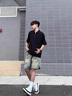 AEMAPE/美國蘋果 美式破洞牛仔短褲男夏季寬松直筒水洗做舊百搭五分褲男 懷舊藍(lán)色 XL 【適合145-160斤】 曬單實(shí)拍圖