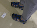 拉姆森夏季男童大童兒童涼鞋包頭沙灘鞋青少年大碼真皮 灰藍 40碼 曬單實拍圖