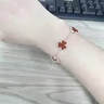 摩天輪原創(chuàng)新中式輕奢飾品五花三葉草紅瑪瑙手鏈女七夕情人節(jié)生日禮物 紅瑪瑙三葉草項(xiàng)鏈吊墜-玫瑰金色 曬單實(shí)拍圖