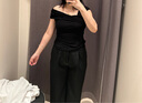 UR2025夏季新款女裝摩登魅力氛圍感修身顯瘦露肩T恤UWG450107 正黑 L 曬單實(shí)拍圖