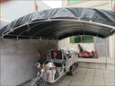 喜芝悅加厚戶外油布雨棚酒席帳篷店鋪擺攤專用停車遮陽伸縮推拉四腳大傘 厚汽車油布+粗棚架+3面圍布 3米寬x8米長【6腳】 曬單實拍圖