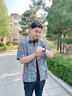 卡賓（CABBEEN）【復古洗水】男裝特色格子印花襯衫水洗短袖潮牌外套上衣襯衣 湖藍色57 L /175/50 曬單實(shí)拍圖