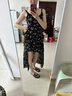 貞喜氣碎花吊帶連衣裙法式不規則女夏季胖mm顯瘦氛圍感超仙絕美裙子 黑色 S （90斤以下） 曬單實(shí)拍圖