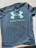 安德瑪（Under Armour）男童短袖T恤短褲套裝夏季涼感速干運動(dòng)兩件套252320136&252125115 深藍灰+黑色 170 曬單實(shí)拍圖