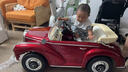 哈雷貝拉（harleybella）奔馳嬰兒童電動車四輪可坐人小孩復(fù)古老爺車遙控?fù)u擺寶寶玩具汽車 烤漆紅【避震軟輪+皮座椅+音樂藍(lán)牙+搖擺+全功能】 曬單實拍圖