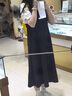 衣然呈品夏季學(xué)院風(fēng)假兩件修身高腰連衣裙女胖MM藏肉小眾顯瘦黑色A字裙女 短款 M 【建議95-110斤】 曬單實(shí)拍圖