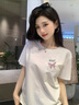 一寸相思白色蝴蝶短袖t恤女純棉2025新款爆款春夏季時尚寬松大碼體恤上衣 白色-炫彩蝴蝶 XL (110-125斤） 曬單實拍圖