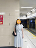 MsShe【條紋綁帶收腰連衣裙】大碼女裝2025夏裝胖mmV領襯衫長裙子 【印花梭織】水晶藍色25年8月20日到貨 2XL 曬單實拍圖