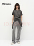 MO&Co.短袖T恤春手工絡(luò )花logo磨白洗褪棉質(zhì)圓領(lǐng)MBE1TEE026 鋼灰色 S 曬單實(shí)拍圖