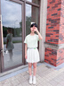優(yōu)優(yōu)1點(diǎn)（Yoyo one）兒童速干運動(dòng)套裝女童網(wǎng)球服夏季2025新款女孩羽毛球訓練短袖裙子 6069白色+19146綠色 140 曬單實(shí)拍圖