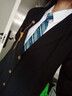 星禾萊日系學院風男生dk西裝制服外套jk校供感紅色西服學生痞帥班服套裝 墊肩西服黑+白襯衫藏青領帶+黑西 S 建議【80-95斤】 曬單實拍圖