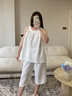 浪莎針織棉帶胸墊睡衣女夏季吊帶短褲七分褲韓范家居服可外穿薄款套裝 帶胸墊吊帶七分褲套裝：ZW-387 M 曬單實拍圖