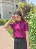 NAOTIEA納奧蒂爾小帆船純色POLO衫短袖女2025夏新款翻領(lǐng)休閑運動(dòng)大碼T恤 紫紅色 S 【建議90-110斤】 曬單實(shí)拍圖