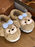 麓格立 棉拖鞋女厚底居家加絨包跟棉鞋可愛小熊秋冬外穿防滑保暖月子鞋 棕色小熊棉鞋 【38-39】高品質(zhì)版 曬單實(shí)拍圖