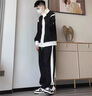 POUM男裝港風(fēng)痞帥夾克男衣服春秋季oversize潮牌開衫休閑針織上衣外套 HMFS-W01黑色 XL 【建議120-140斤】 曬單實(shí)拍圖