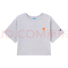 Champion冠軍夏季新款多彩繡花小C logo純色圓領(lǐng)T恤短袖女 淺灰色 S 曬單實拍圖