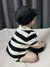 ENHENN嬰兒短袖包屁衣薄款2025夏季新生兒衣服寶寶純棉連體衣 黑白條紋 73cm 曬單實(shí)拍圖