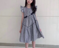 G.DUCKKIDS小黃鴨女童裙子夏天女大童裝夏季公主裙胖小女孩兒童夏裝連衣裙 黑白格  140 cm 曬單實(shí)拍圖