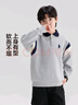 左西童裝男童polo衫2025新款兒童衛衣撞色上衣秋裝外套潮 灰色 140 曬單實(shí)拍圖