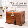 花梨木首飾盒實(shí)木大容量結婚三金珠寶首飾中式國風(fēng)收納盒紅木高檔 鎖柱款大號【緬甸花梨木】玉蘭望春 曬單實(shí)拍圖