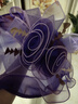 九州絲羽帽子女歐根紗遮陽(yáng)帽夏季華麗花朵防曬涼帽太陽(yáng)帽大檐遮臉禮帽沙灘 紫色 均碼 曬單實(shí)拍圖
