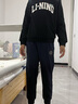 李寧童裝兒童秋季套裝男大童衛(wèi)衣衛(wèi)褲兩件裝圓領(lǐng)保暖青少年運(yùn)動(dòng)套裝 黑色+深藍(lán)色【毛圈布】 130 曬單實(shí)拍圖
