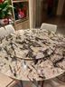 凌皇【假一賠十】天然大理石餐桌極品雪山飛狐奢石高級感圓餐桌帶轉盤(pán) 1.2m+0.7m轉盤(pán)【天然雪山飛狐(非貼紙)】 單餐桌【100%純天然極品奢石/假一賠十】 曬單實(shí)拍圖
