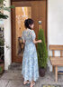 羅蒙（ROMON）年輕女裝v領(lǐng)裙子2025年新款今年流行爆款夏日漂亮收腰碎花連衣裙 油畫藍(lán) M 曬單實(shí)拍圖
