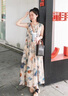 拉夏貝爾（La Chapelle）桔梗法式油畫印花連衣裙女2025夏季新款漂亮氣質(zhì)好看無袖背心裙 印花裙 M 曬單實拍圖