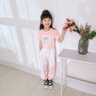 moonkids女童防蚊褲速干長褲夏季新款兒童運動褲子2025薄款夏天冰絲休閑褲 兩件套 15117粉色+18908粉色短袖 140 cm 曬單實拍圖