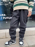 G.DUCKKIDS男童加絨褲子秋冬兒童牛仔褲加厚保暖中大童運動褲百搭男孩長褲春 黑色-春秋款 140碼 建議身高125-135cm左右 曬單實拍圖