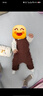 乖奇熊寶寶針織連體背帶褲秋冬季保暖毛衣嬰幼兒毛線(xiàn)長(cháng)褲子舉重褲 花清咖 100 曬單實(shí)拍圖