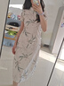 素織錦旗袍高級感2025中國風小個子連衣裙女士夏季可穿高端新中式改良版 新中式印花開叉旗袍【杏色】 M 推薦體重（80-100斤） 曬單實拍圖