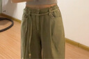 UR秋季新款女裝松緊腰串珠抽繩闊腿休閑長(cháng)褲UYL850056 草綠 26 曬單實(shí)拍圖