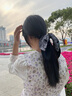 森汽復古飄帶蝴蝶結大腸發(fā)圈發(fā)帶低馬尾2025新款小眾高級感發(fā)繩發(fā)飾 F3422黑色腰果花款 曬單實拍圖