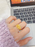 中國(guó)珠寶繁花黃金戒指開口女款花朵純足金指環(huán)訂婚結(jié)婚三金手飾送女友老婆 足金繡球花戒指+品牌禮盒 金重約4.9g 曬單實(shí)拍圖