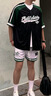adidas復(fù)古籃球風寬松運動短袖開衫男女夏季阿迪達斯官方三葉草   黑色/深綠   M 曬單實拍圖