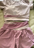 維多利亞旅行者瑜伽服女跑步運(yùn)動(dòng)套裝夏季健身服普拉提短袖短褲帶胸墊兩件套紫M 曬單實(shí)拍圖