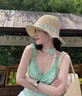 JIOESC薄荷曼草帽子女大帽檐遮陽(yáng)帽漁夫帽可折疊海邊度假夏季防曬太陽(yáng)帽 米白色 帽圍56-58cm 曬單實(shí)拍圖