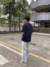 COZOK排扣褲男女半開(kāi)扣秋冬季潮流寬松運動(dòng)九分闊腿直筒褲休閑褲子女 字母_半開(kāi)紐扣褲[黑色] M _建議85~95斤斤 曬單實(shí)拍圖